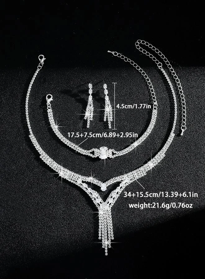 تايك تو طقم مجوهرات 3 قطع عقد وسوار وأقراط منمقة